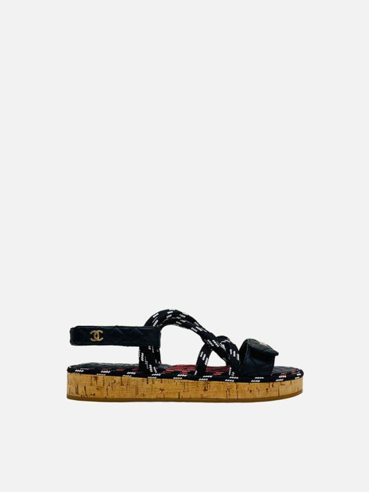CHANEL Dad Cord Black Multicolor Size EU 40C Sandals
