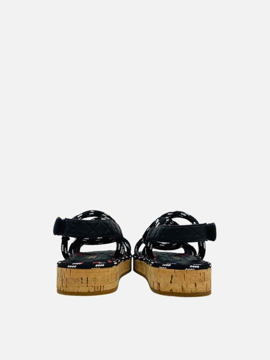 CHANEL Dad Cord Black Multicolor Size EU 40C Sandals