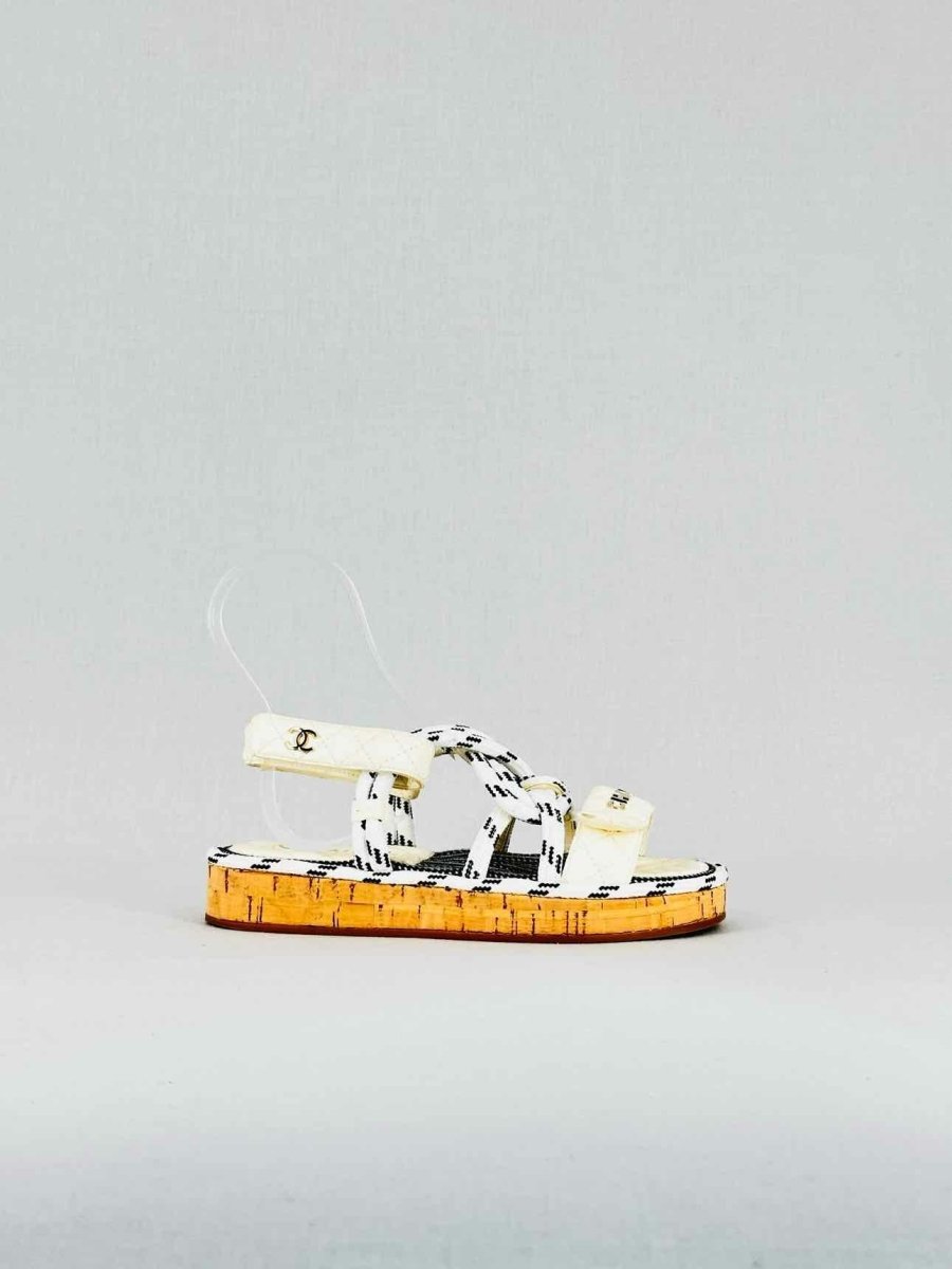 CHANEL Dad Cord Cream Quilted Size EU 36 Sandals