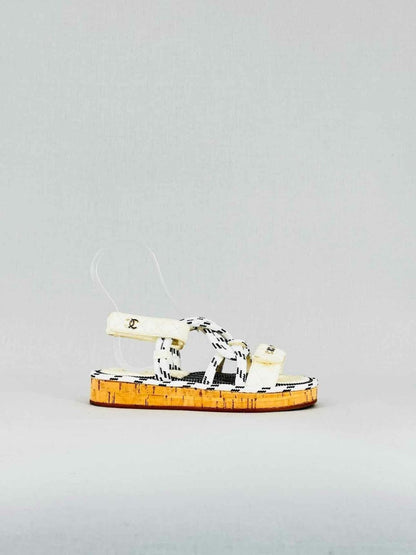 CHANEL Dad Cord Cream Quilted Size EU 36 Sandals