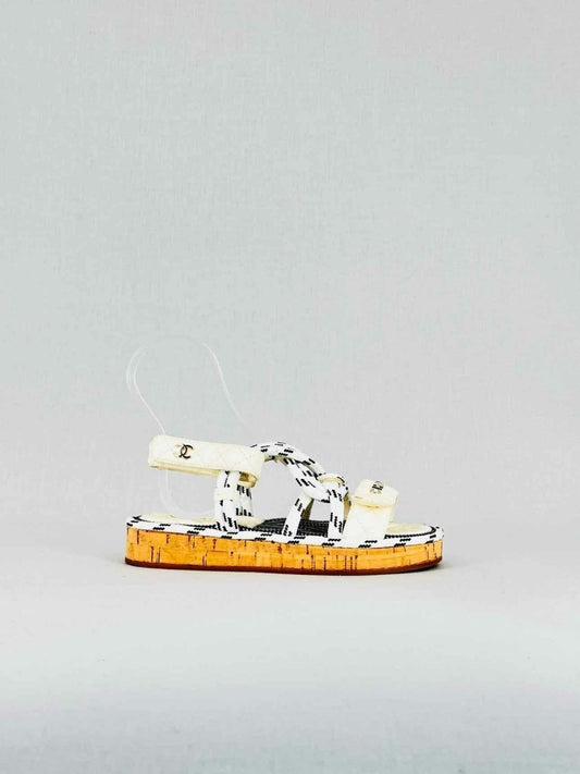 CHANEL Dad Cord Cream Quilted Size EU 36 Sandals