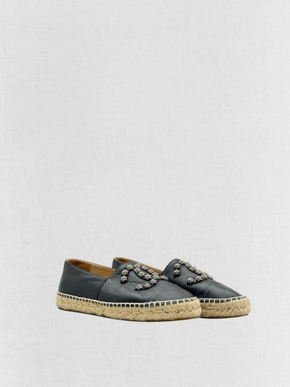 CHANEL Espadrille Black Size EU 38 Flats