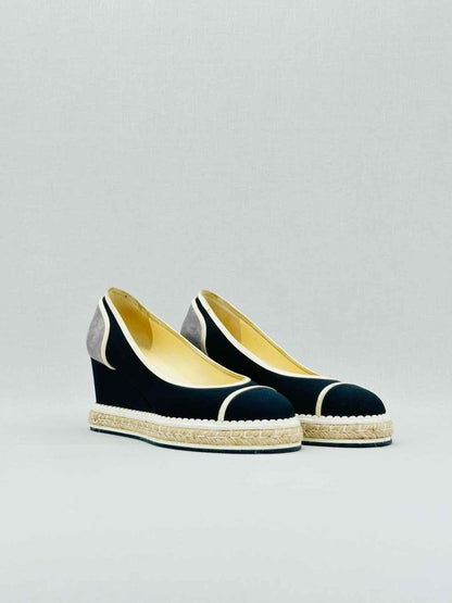 CHANEL Espadrille Navy Blue Size EU 36 Wedges