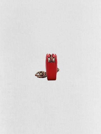 CHANEL Filigree Red Quilted Clutch