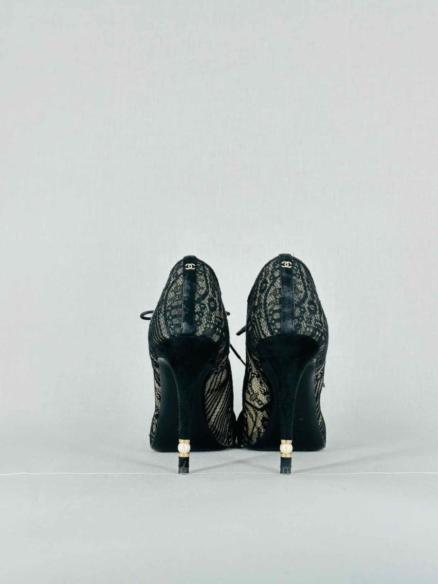CHANEL Lace Up Black Mesh Size EU 40.5 Booties