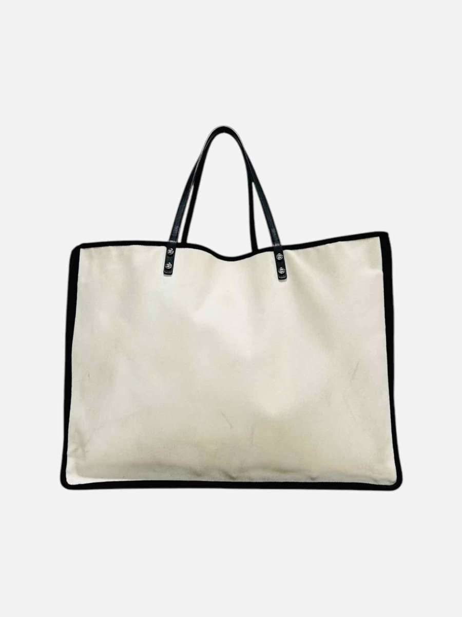 CHANEL Ladies First White & Black Tote Bag