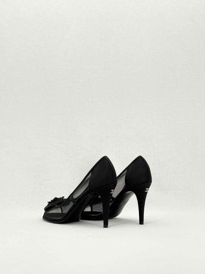 CHANEL Mesh Camellia Black Size EU 38C Pumps