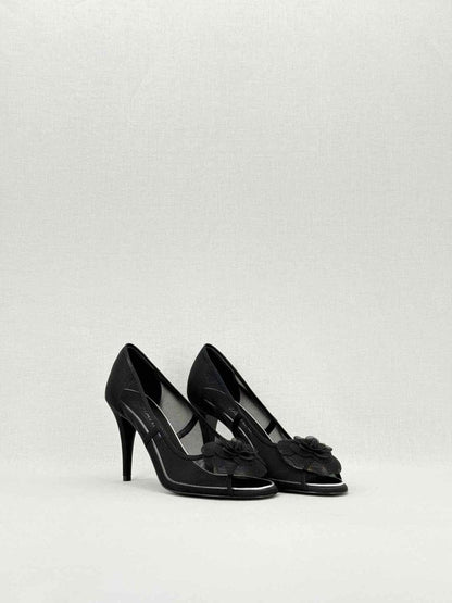 CHANEL Mesh Camellia Black Size EU 38C Pumps