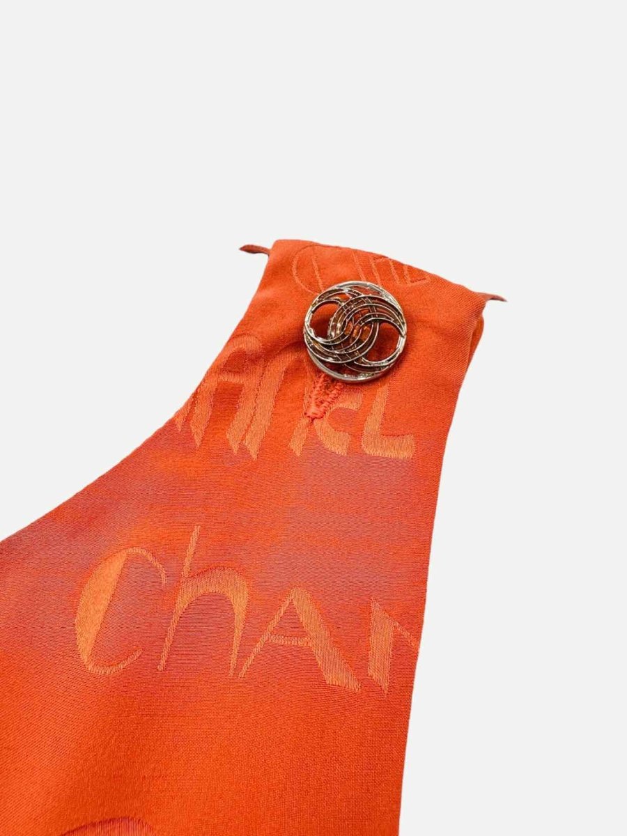 CHANEL Ruffled Rusty Orange Logo Size US 8 Short Dress