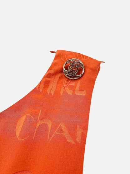 CHANEL Ruffled Rusty Orange Logo Size US 8 Short Dress