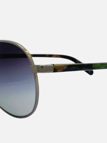 CHANEL Oversized Gun Metal Sunglasses
