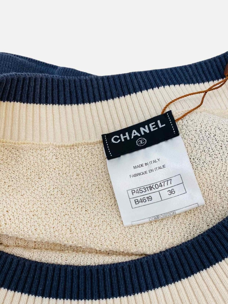 CHANEL Peplum Blue & Cream Size US 4 Top
