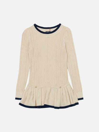 CHANEL Peplum Blue & Cream Size US 4 Top