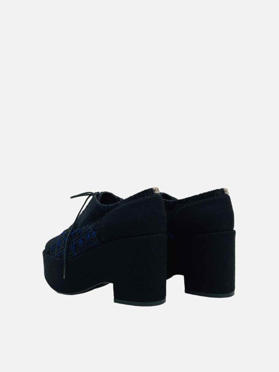CHANEL Platform Black & Blue Size EU 36.5 Oxfords