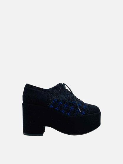 CHANEL Platform Black & Blue Size EU 36.5 Oxfords