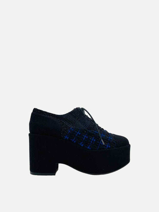 CHANEL Platform Black & Blue Size EU 36.5 Oxfords