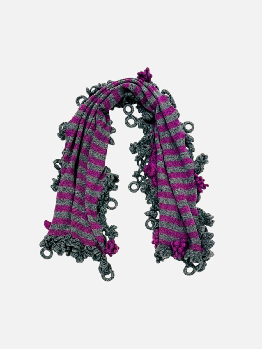 CHANEL Purple & Grey Striped Shawl