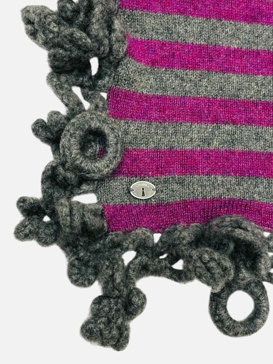 CHANEL Purple & Grey Striped Shawl