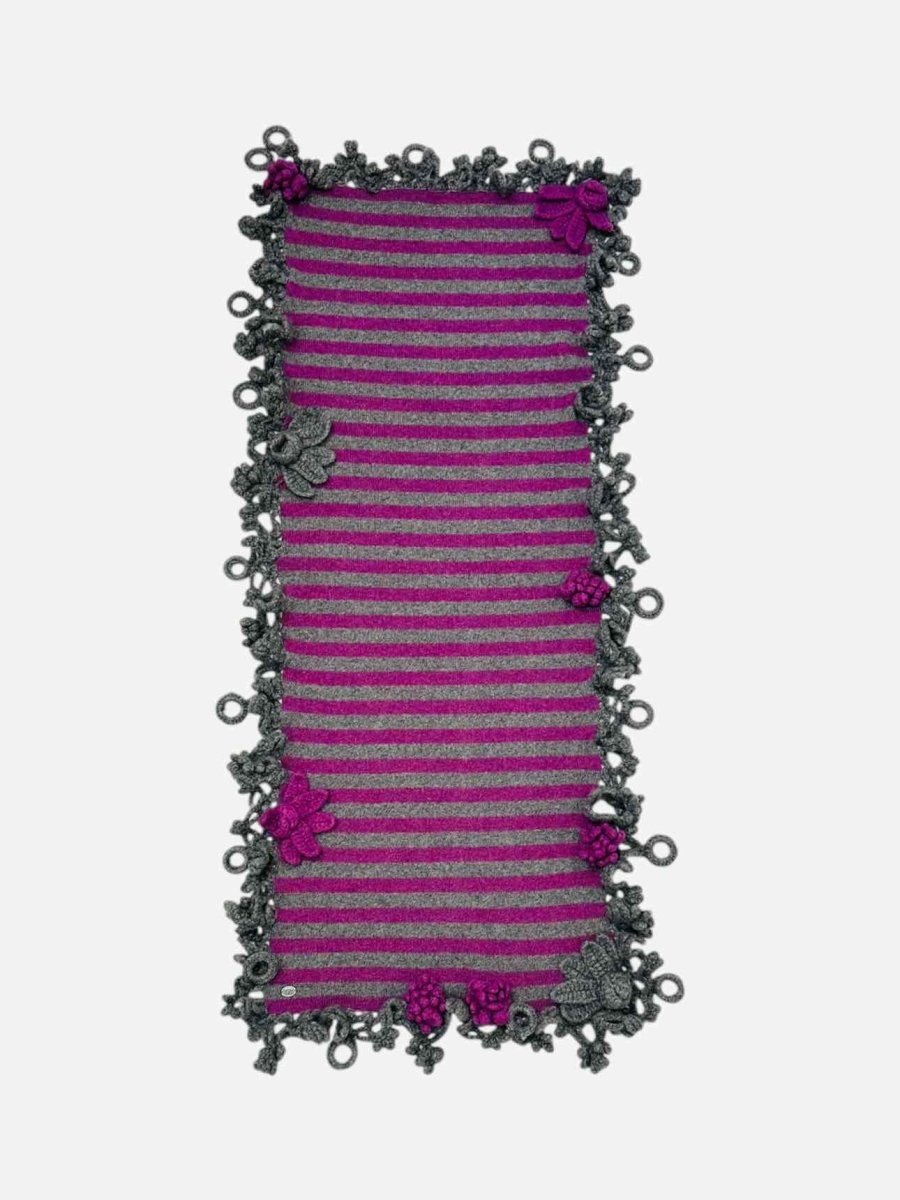CHANEL Purple & Grey Striped Shawl