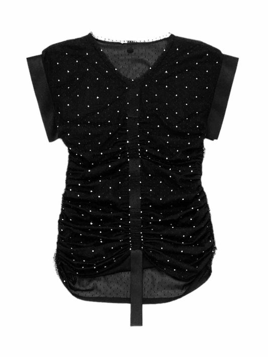CHANEL Ruched Black Size Small/Medium Top