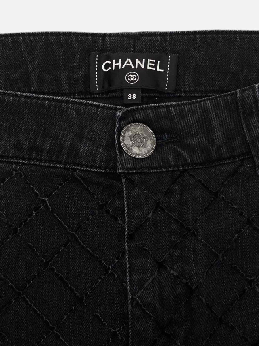 CHANEL Skinny Black Quilted Size US 2 Jeans