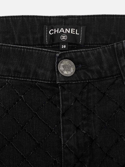 CHANEL Skinny Black Quilted Size US 2 Jeans