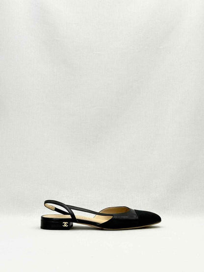 CHANEL Slingback Black Size EU 35.5 Ballet Flats