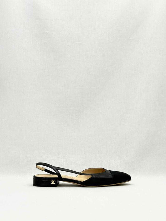 CHANEL Slingback Black Size EU 35.5 Ballet Flats