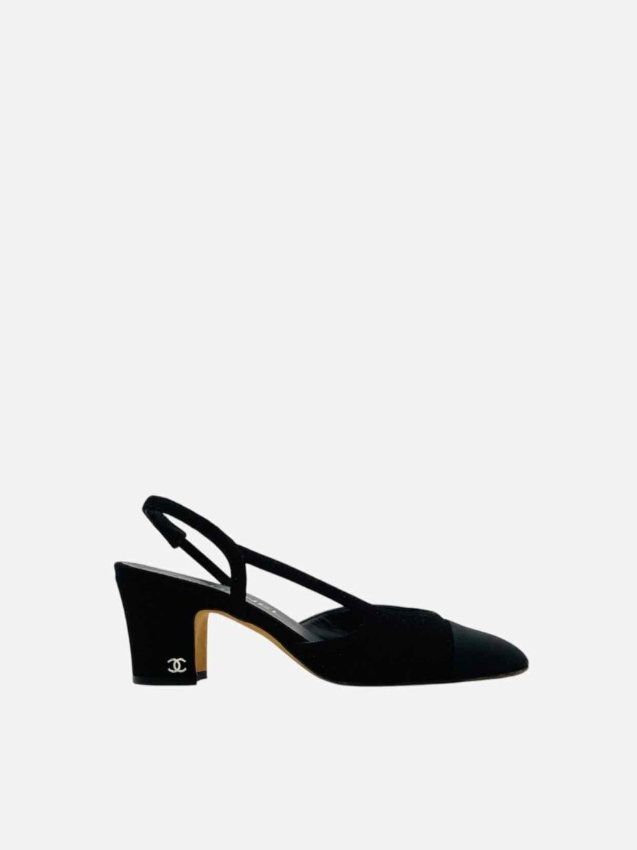 CHANEL Slingback Black Cap Toe Size EU 37 Pumps