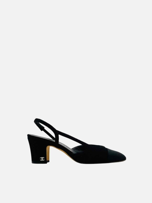 CHANEL Slingback Black Cap Toe Size EU 37 Pumps