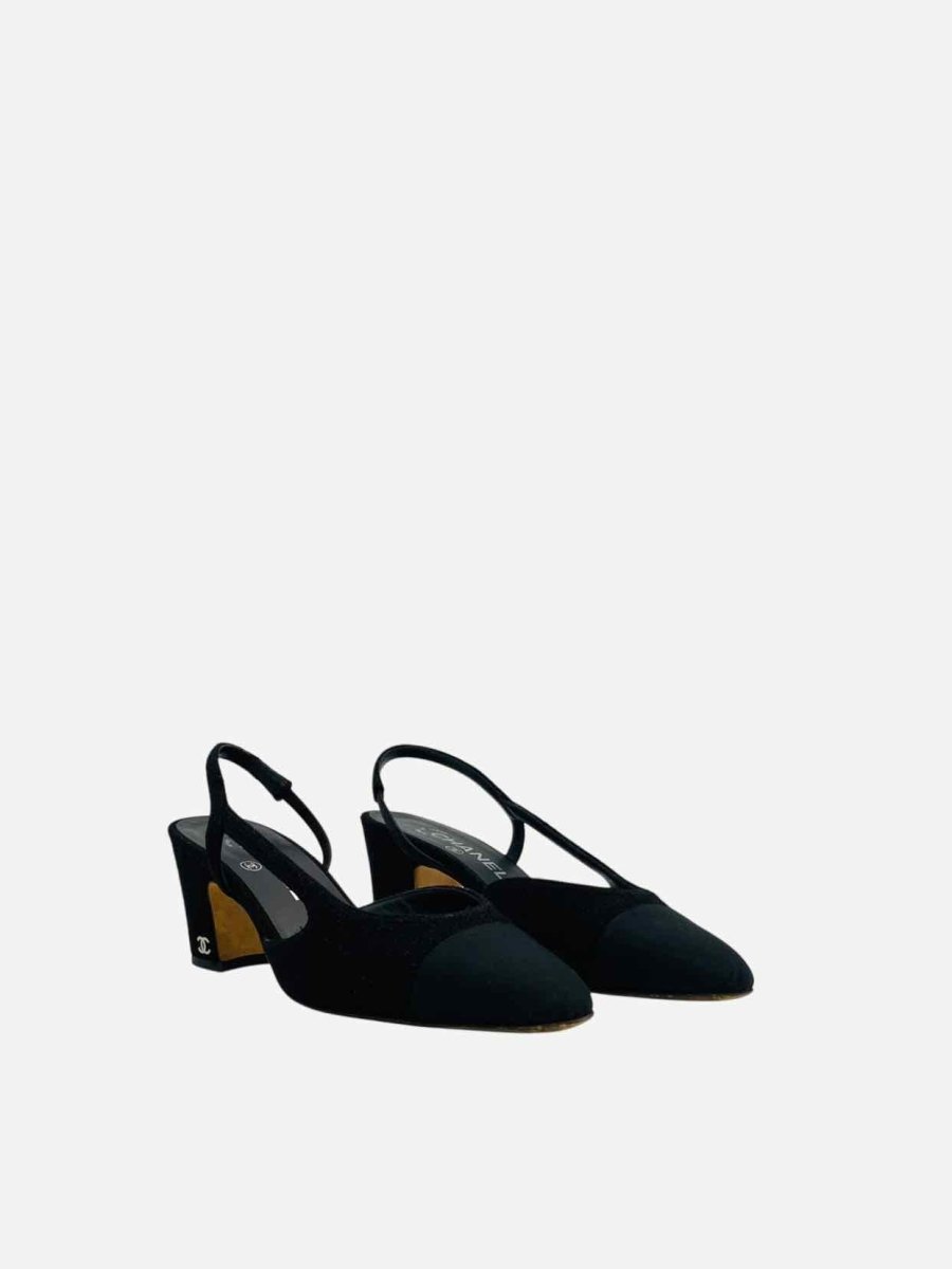 CHANEL Slingback Black Cap Toe Size EU 37 Pumps