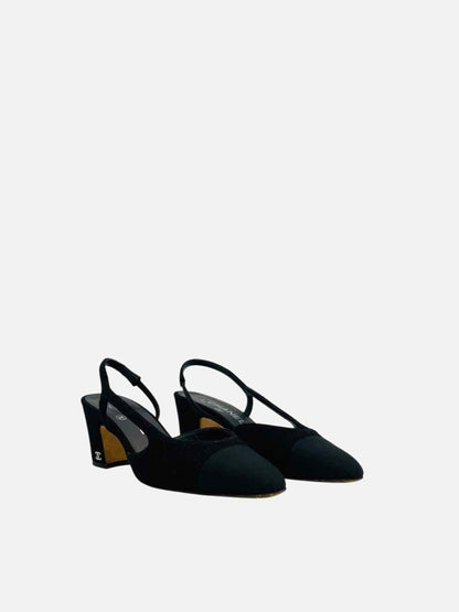 CHANEL Slingback Black Cap Toe Size EU 37 Pumps