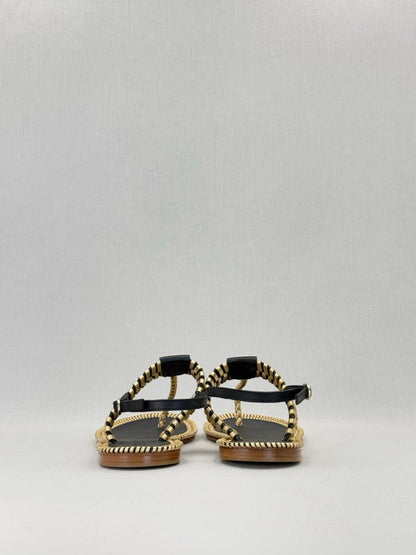 CHANEL Thong Gold & Black Size EU 39 Sandals
