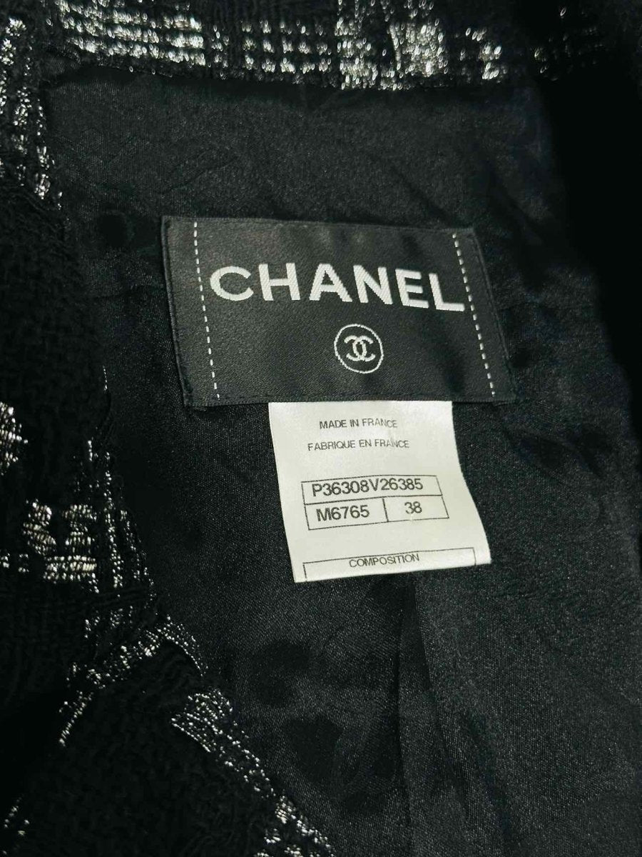 CHANEL Tweed Black & Silver Size US 6 Jacket