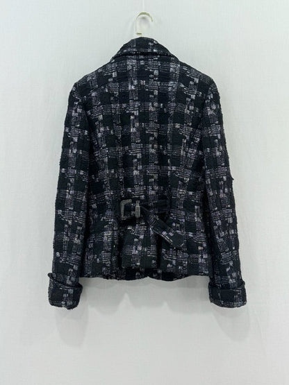 CHANEL Tweed Black & Silver Size US 6 Jacket