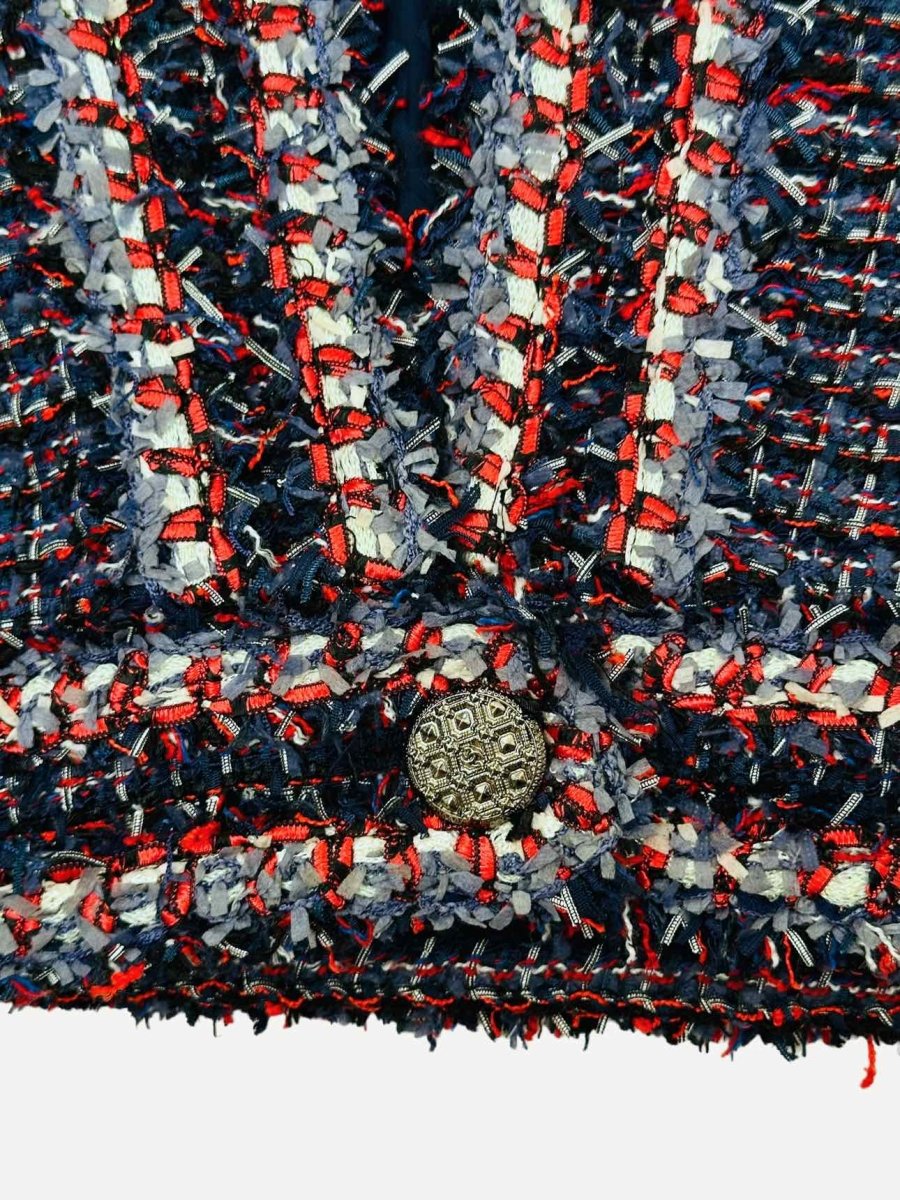CHANEL Tweed Blue, Red & White Size US 6 Jacket