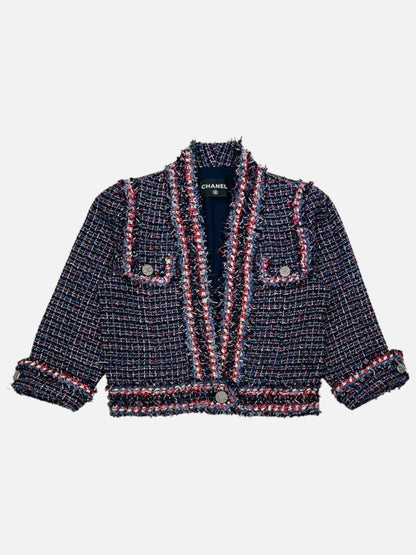 CHANEL Tweed Blue, Red & White Size US 6 Jacket