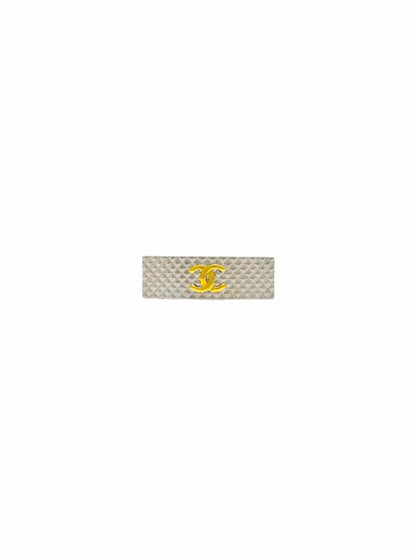 CHANEL Vintage 1990's Silver Quilted Hair Clip