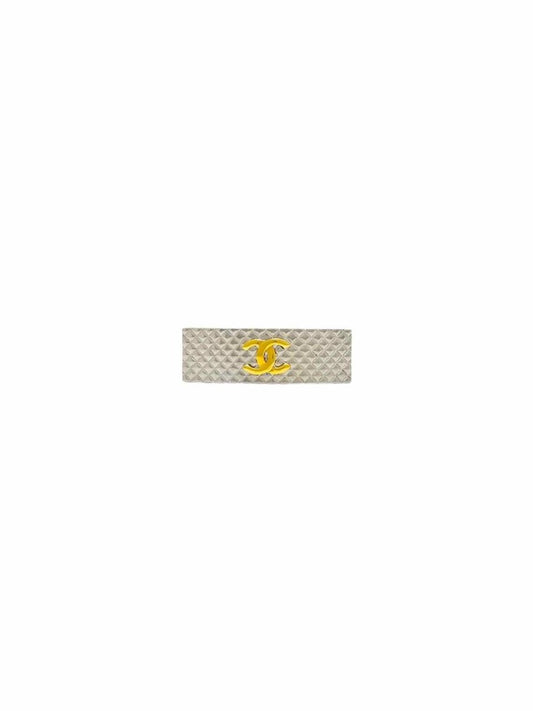 CHANEL Vintage 1990's Silver Quilted Hair Clip
