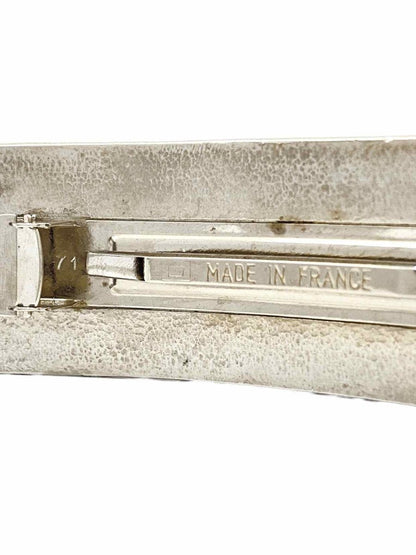 CHANEL Vintage 1990's Silver Quilted Hair Clip