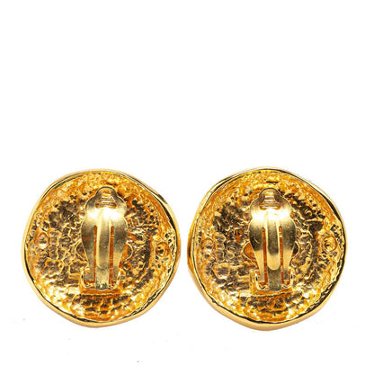 Chanel Gold Plated Round Fake Pearl Earrings