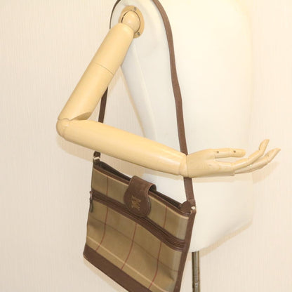 BurberrySS Nova Check Shoulder Bag Khaki Brown Canvas Auth q018