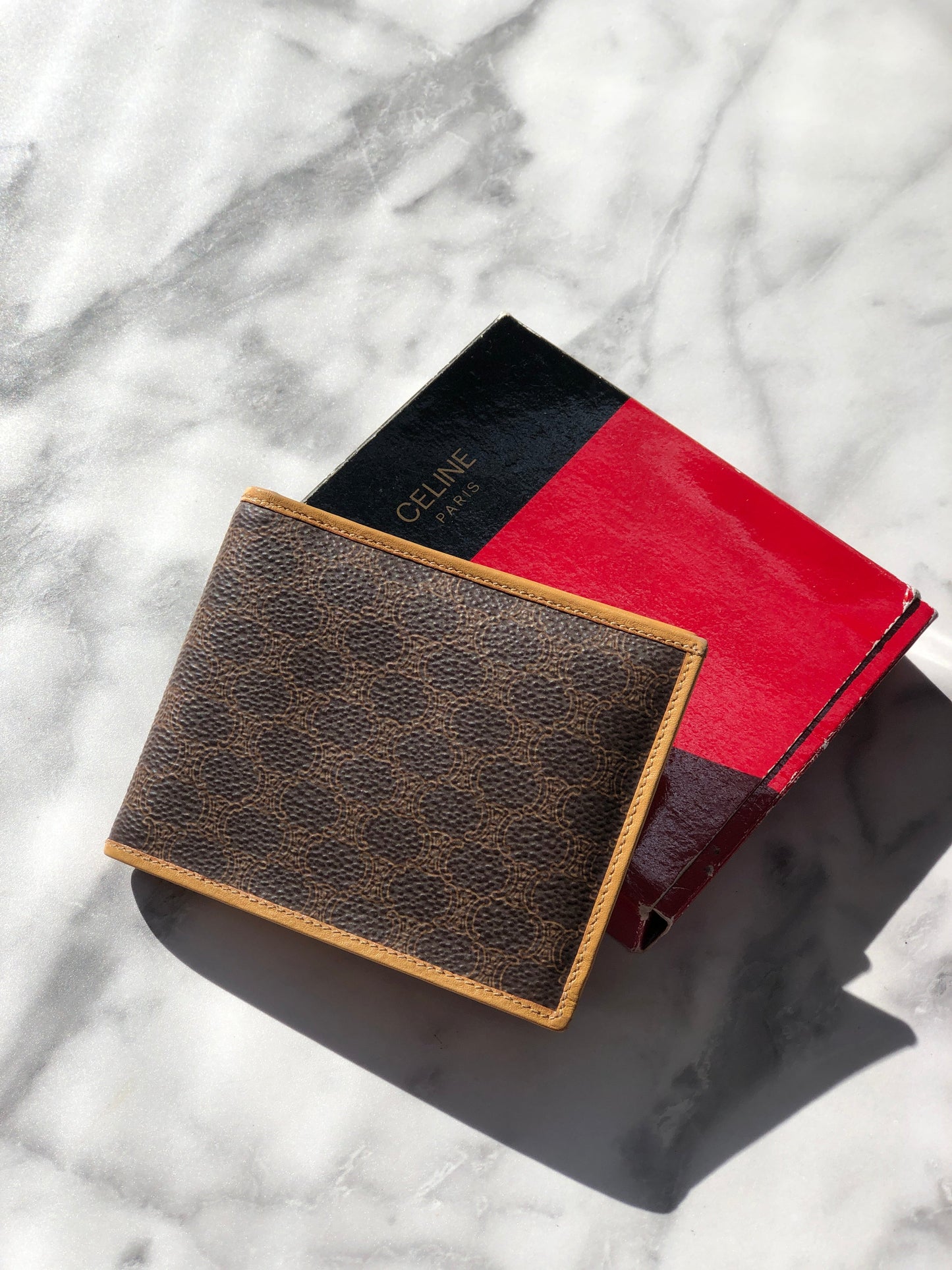 CELINE Macadam Folded Wallet Brown Vintage rgertf
