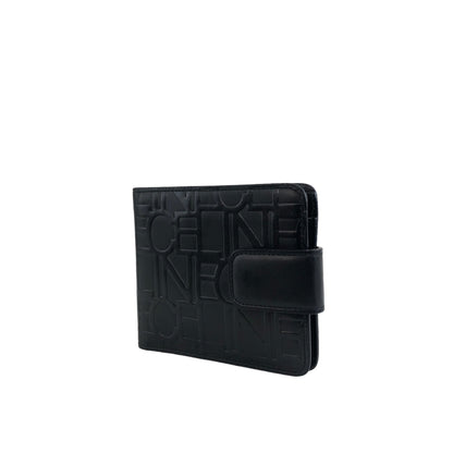 CELINE Logo Leather Folded Wallet Black Vintage zi5srk