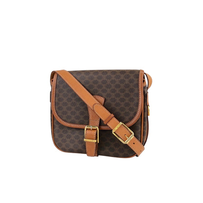 CELINE Macadam Front Buckle Shoulder bag Brown Vintage h4fac7