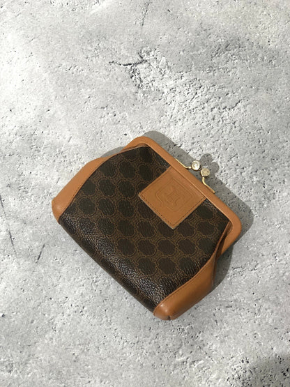 CELINE  Metal Clasp Coin Purse Brown Vintage g62ssc