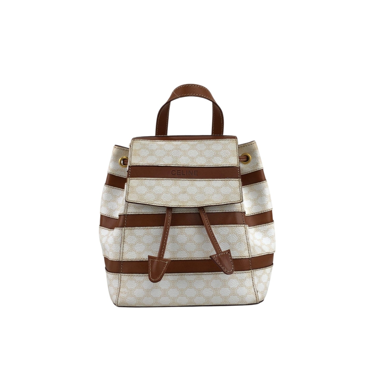 CELINE Macadam Logo Backpack White Vintage zpxaay