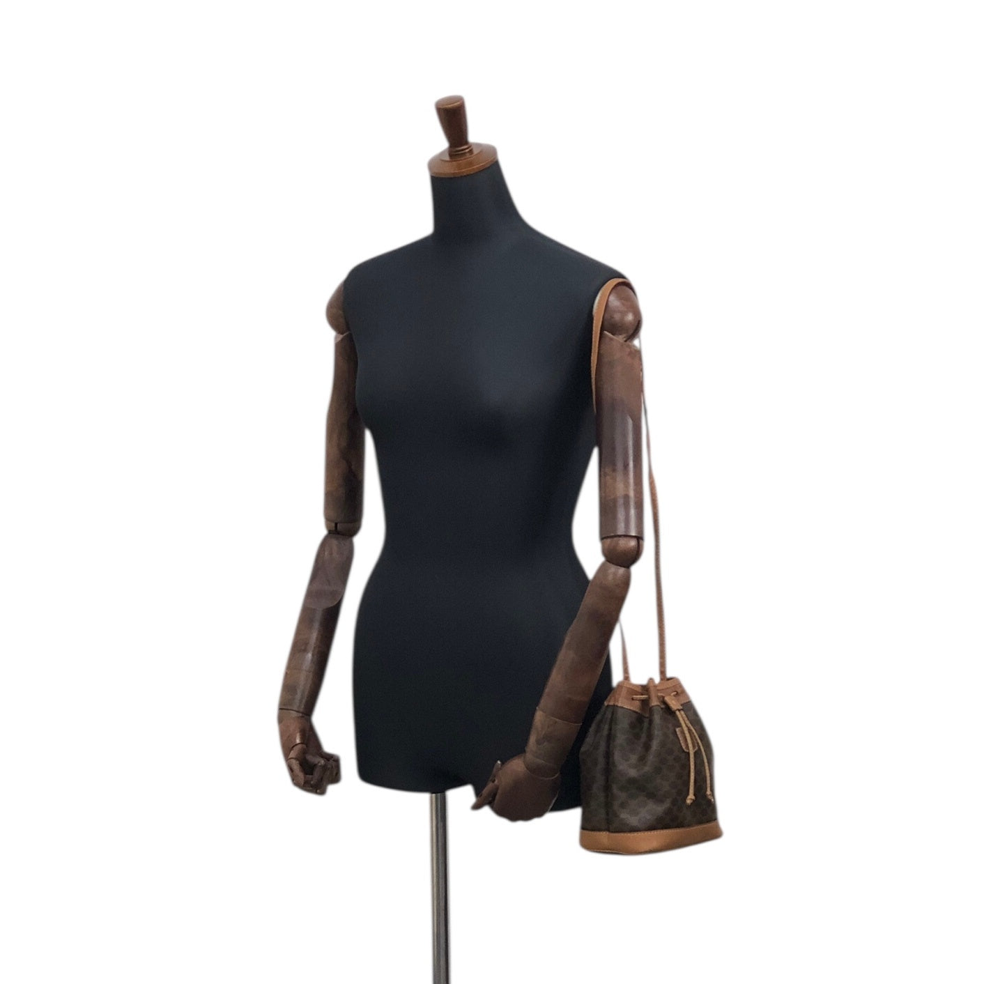 CELINE  Drawstring Shoulder bag Brown Vintage wt5bvk