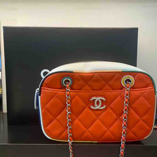 Chanel Red Leather Chain Camera Bag