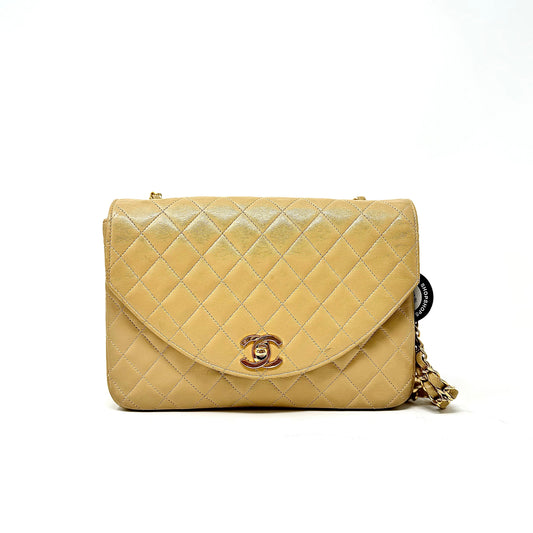 Chanel Small Beige Chevron Crossbody Bag